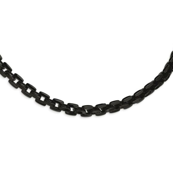 10mm Stainless Steel Black Plated Anchor Chain Necklace, 20 Inch - Picture 1 of 4